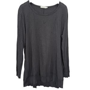 Mod-o-doc Womens Long Sleeve Shirt Charcoal Gray Size XL Casual Crewneck